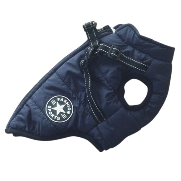 NWOT Navy Blue Puffy Sport Coat With Built-In Harness Size L - Picture 3 of 6